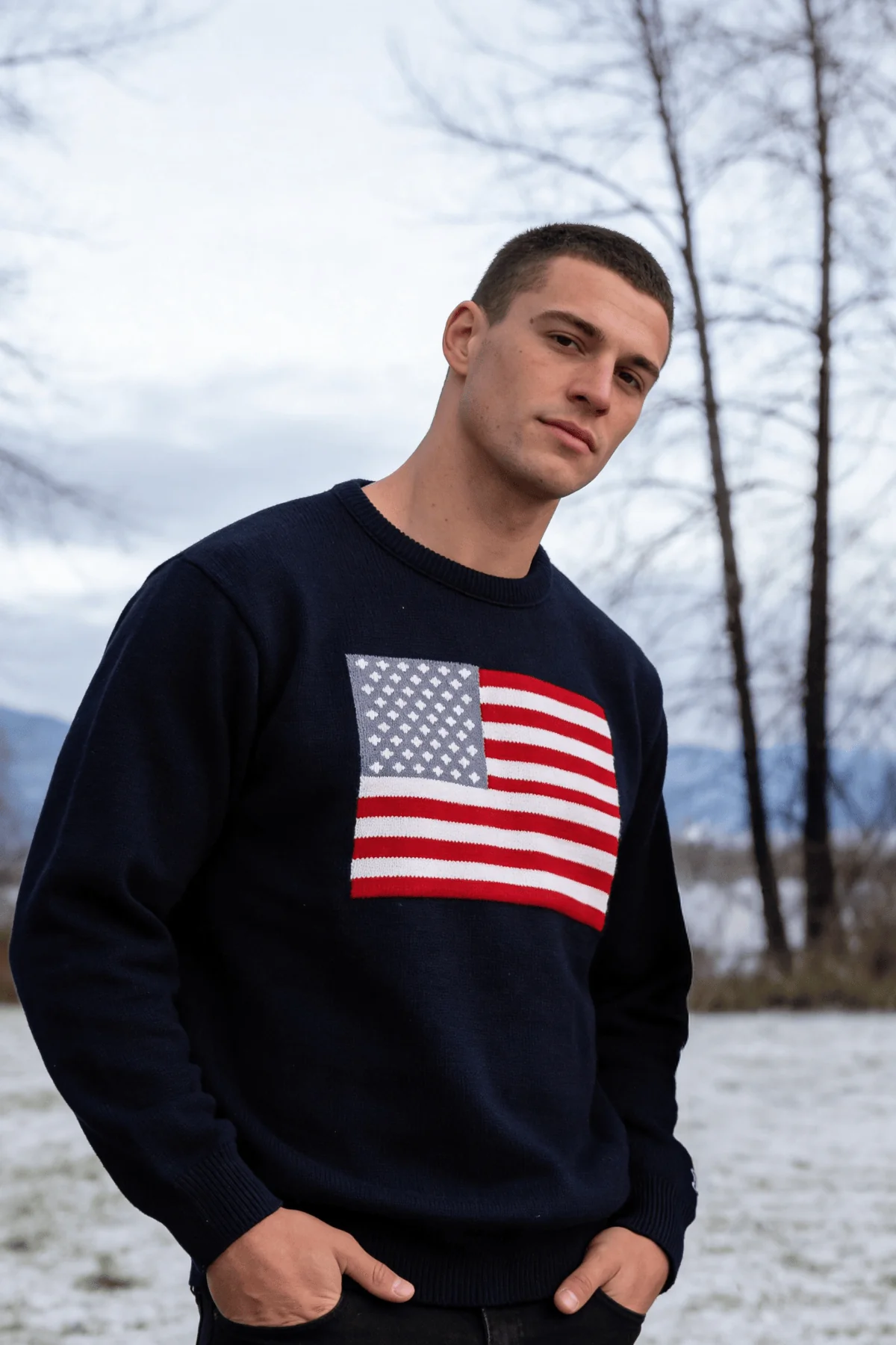 Unisex American Flag Knit Crew - Image 5